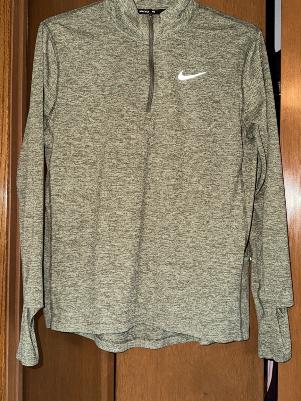 Nike Olive Green Heather Quarter-Zip Kids Performance Top